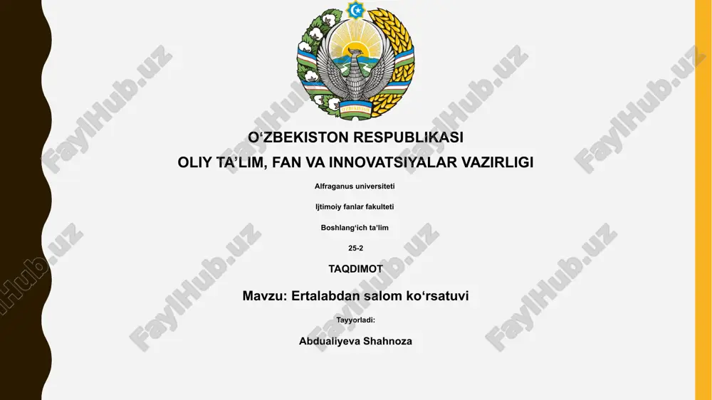 ertalabdan salom koʻrsatuvi — PPTX