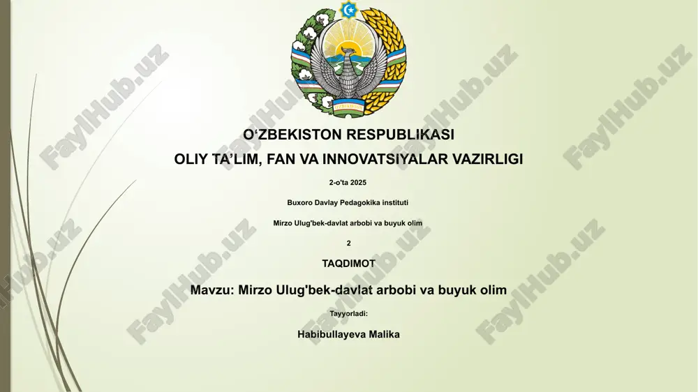 mirzo ulug'bek-davlat arbobi va buyuk olim — PPTX