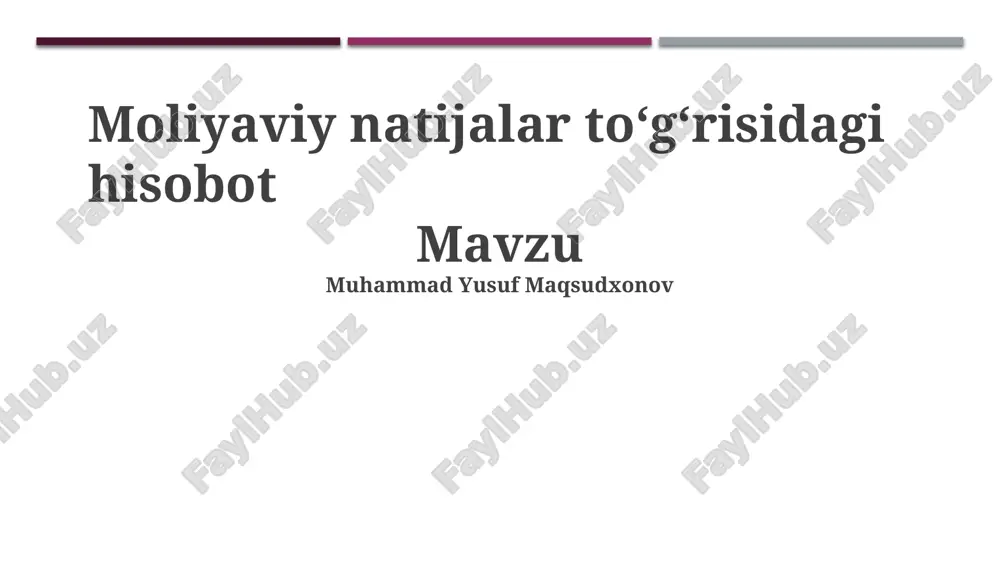 moliyaviy natijalar to'g'risidagi hisobot — PPTX