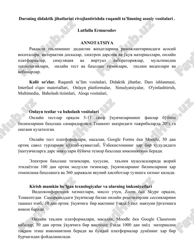 raqamli ta'limning didaktik jihatlari — DOCX
