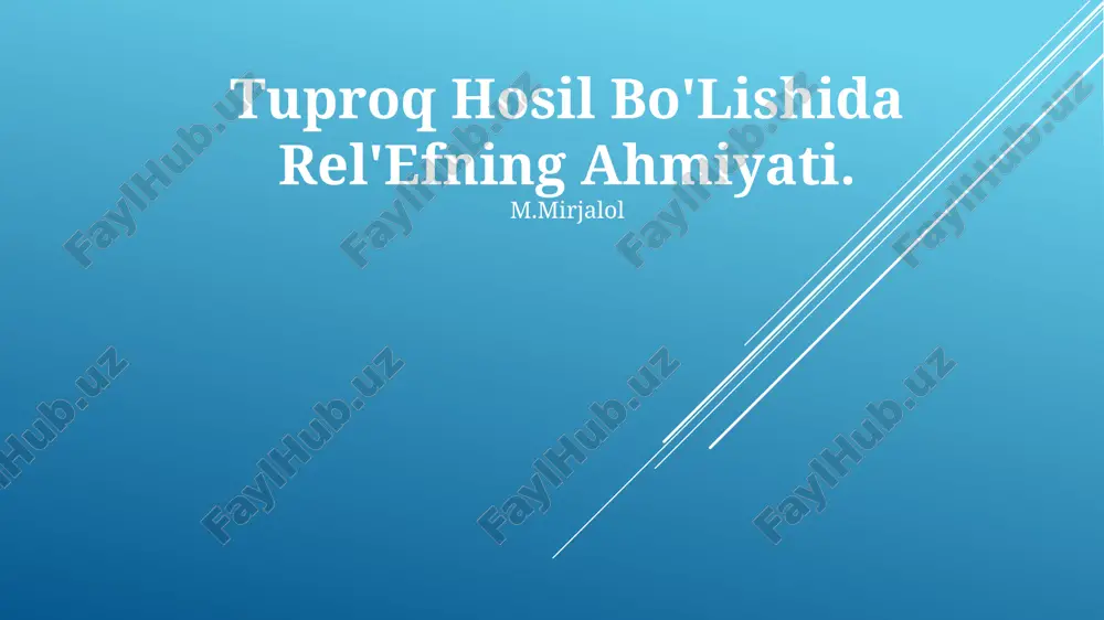 tuproq hosil bo'lishida rel'efning ahmiyati — PPTX