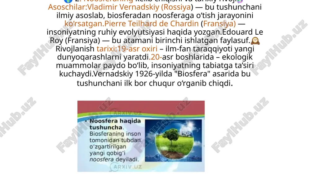noosferaning kelib chiqishi va tarixi — PPTX