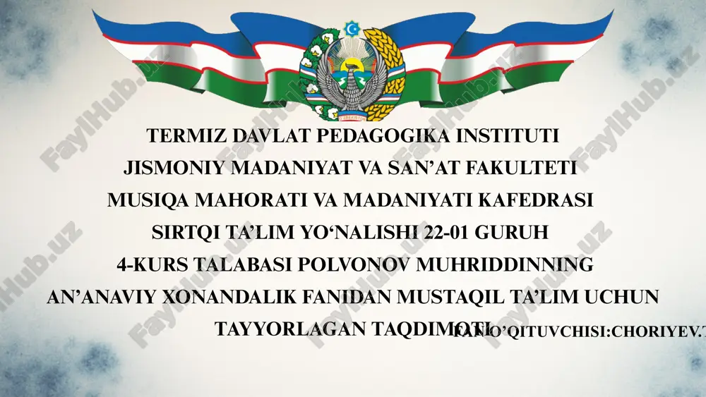 an’anaviy xonandalikda uslub va maktablarning shakllanishi — PPTX