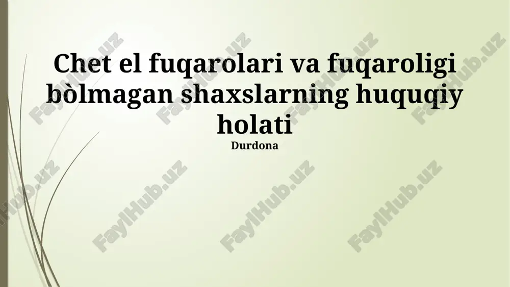 chet el fuqarolari huquqiy holati — PPTX