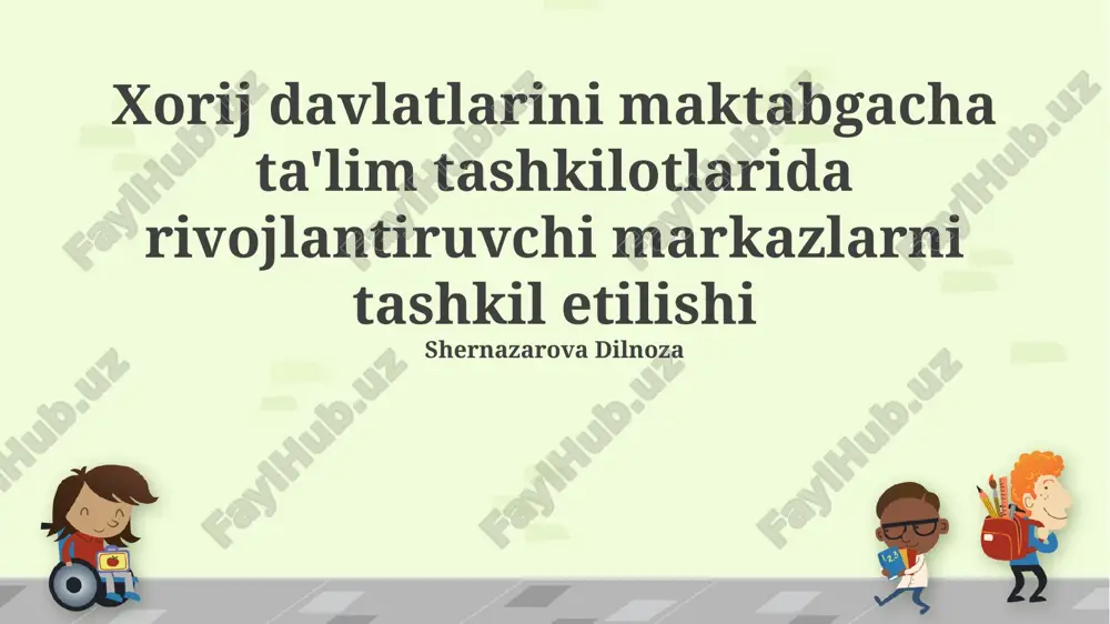 rivojlanish markazlarining tuzilmasi va faoliyati — PPTX