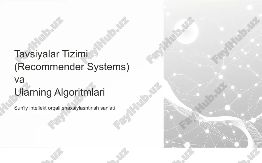 tavsiyalar tizimi (recommender systems) — PPTX