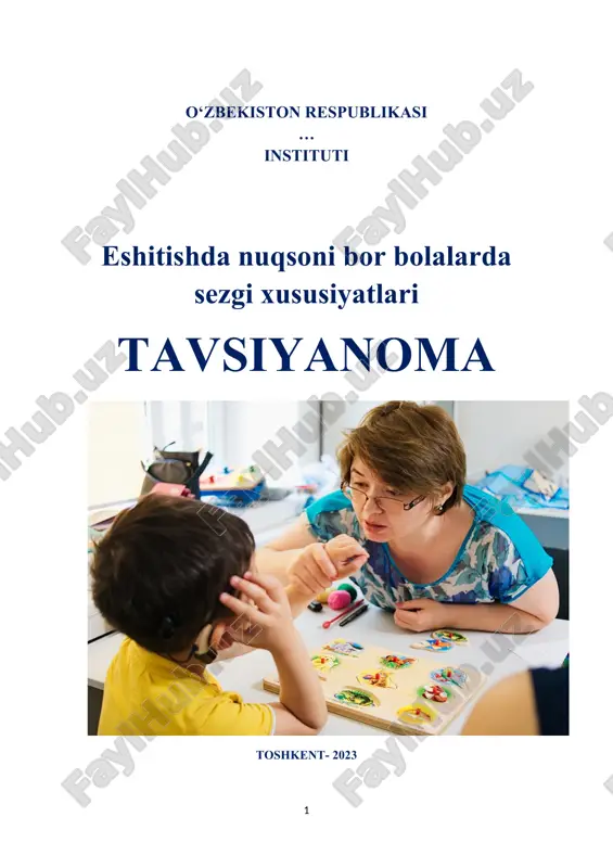 eshitishda nuqsoni bor bolalarda sezgi xususiyatlari — DOCX