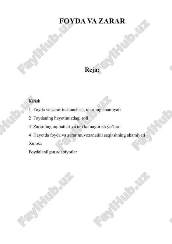 foyda va zarar — DOCX