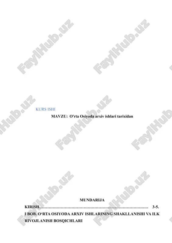 o'rta osiyoda arxiv ishlari tarixidan — DOCX