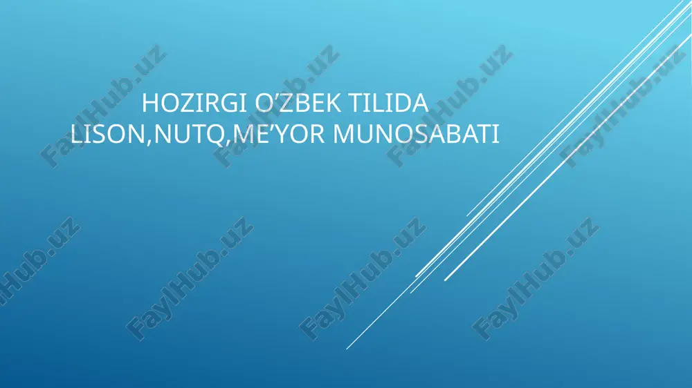 hozirgi o'zbek tilida ison, nutq, me'yori muosabati — PPTX