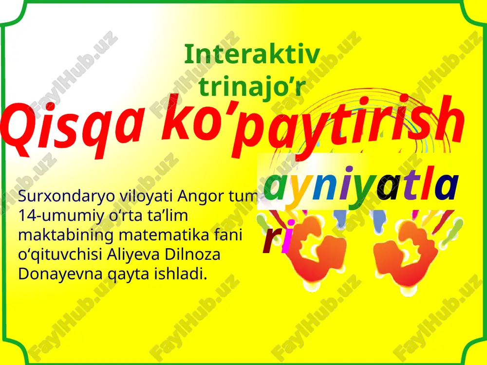 qisqa ko'paytirish ayniyatlari — PPTX