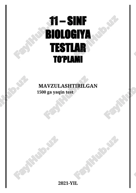 11 – sinf biologiyadan testlar to'plami — DOCX