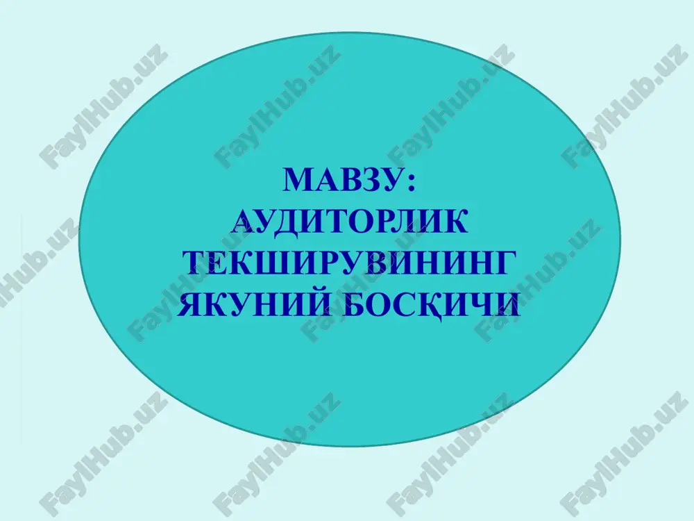 auditorlik tekshiruvining yakuniy bosqichi — PPTX