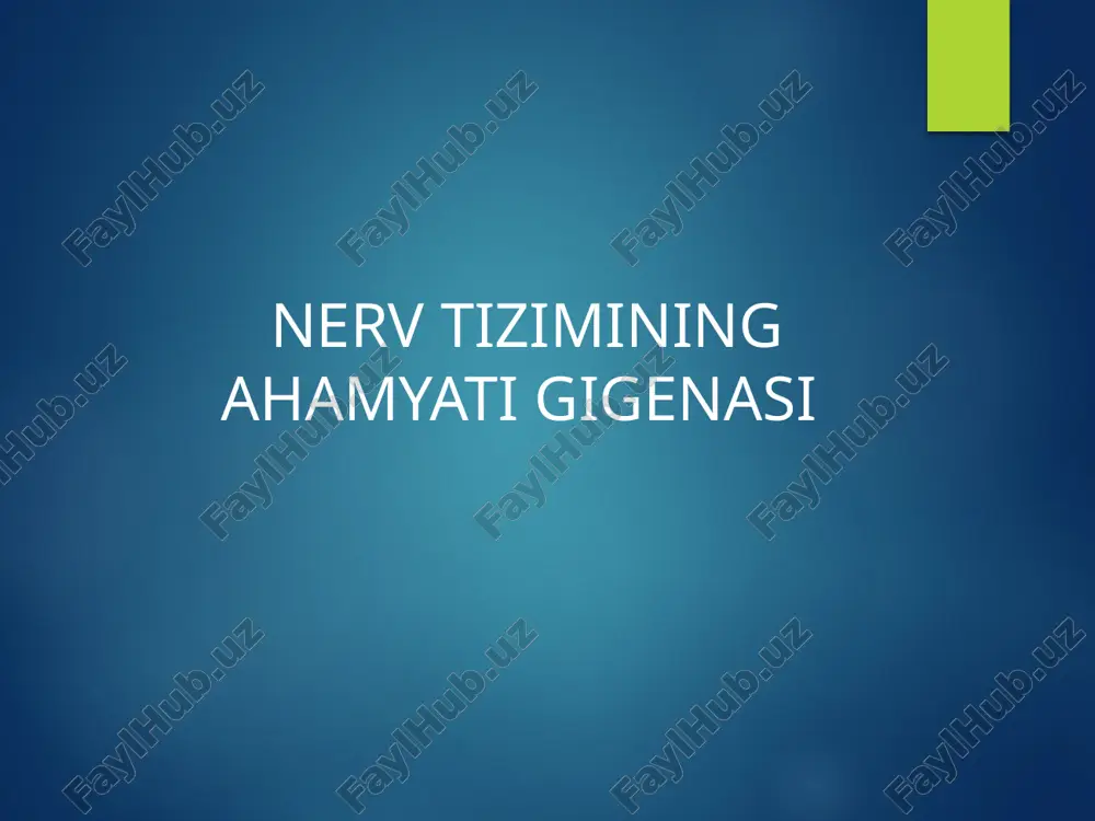 nerv tizimining ahamyati gigenasi — PPTX