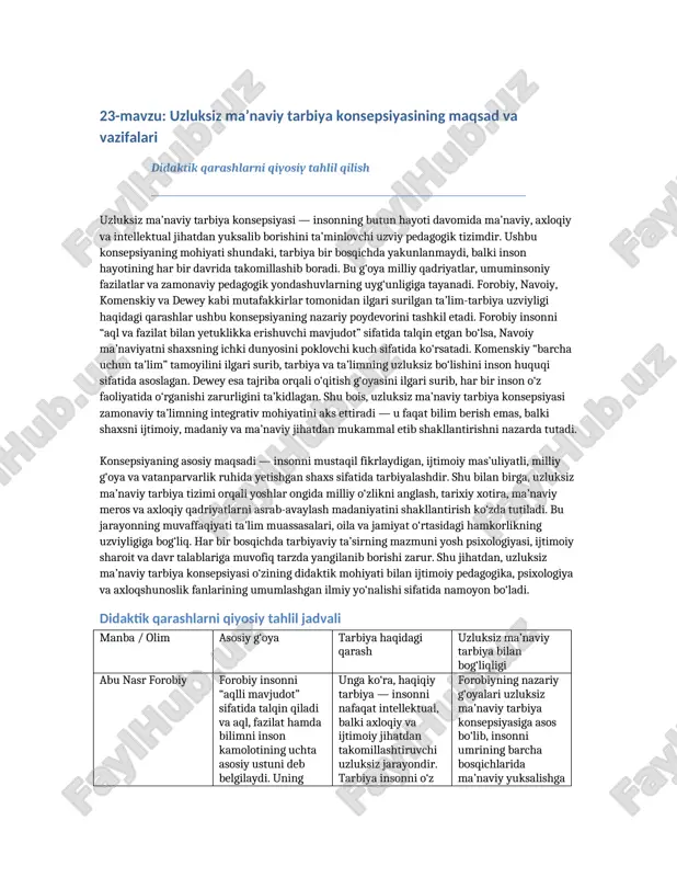 uzluksiz ma’naviy tarbiya konsepsiyasi — DOCX