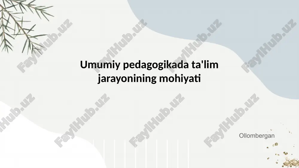 umumiy pedagogikada ta'lim jarayonining mohiyati — PPTX