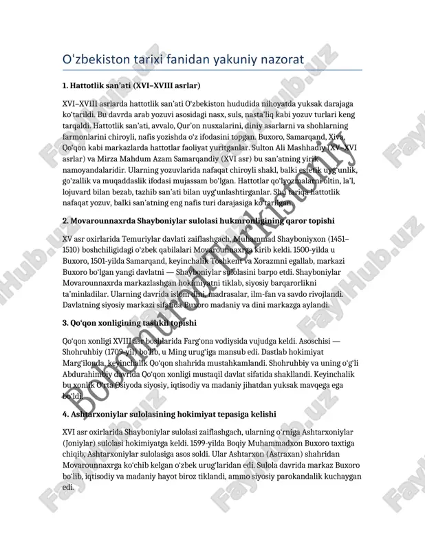 hattotlik san’ati (xvi–xviii asrlar) — DOCX