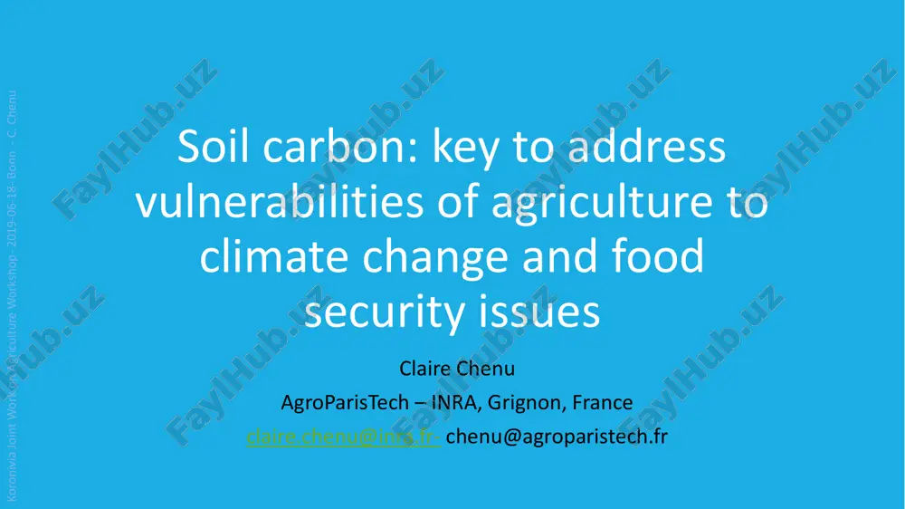soil carbon: key to address vulnerabilities of agriculture to climate change and food security issues — PDF