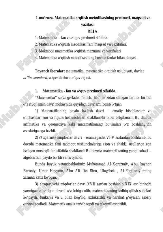 matematika o‘qitish metodikasi — PDF