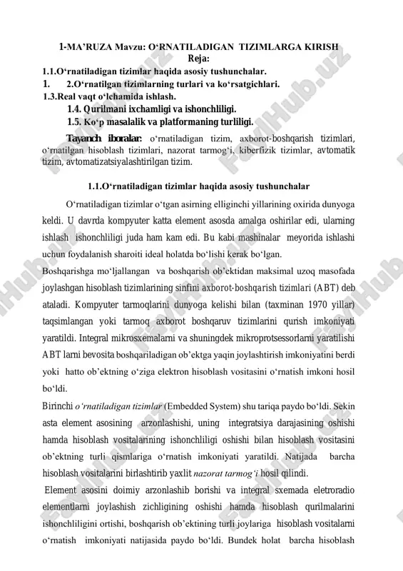 o‘rnatiladigan tizimlar — PDF
