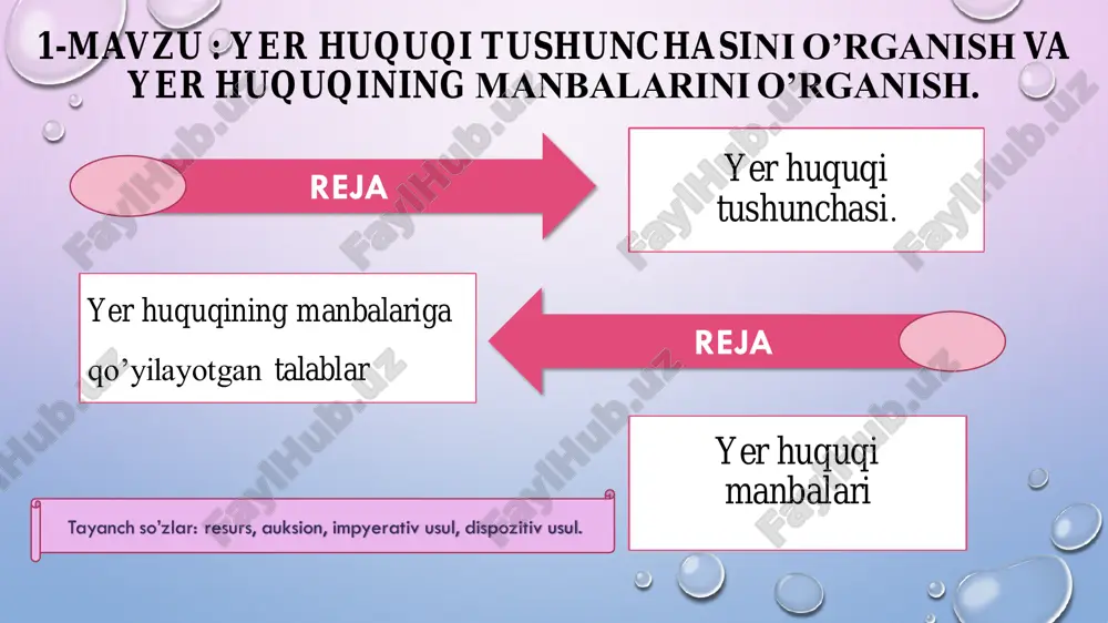 yer huquqi tushunchasi va manbalar — PDF
