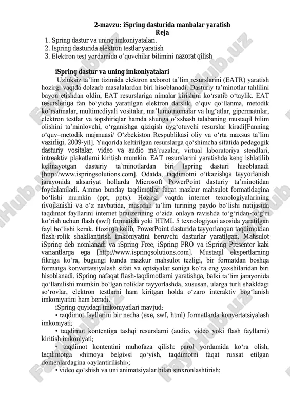 ispring dasturi — PDF