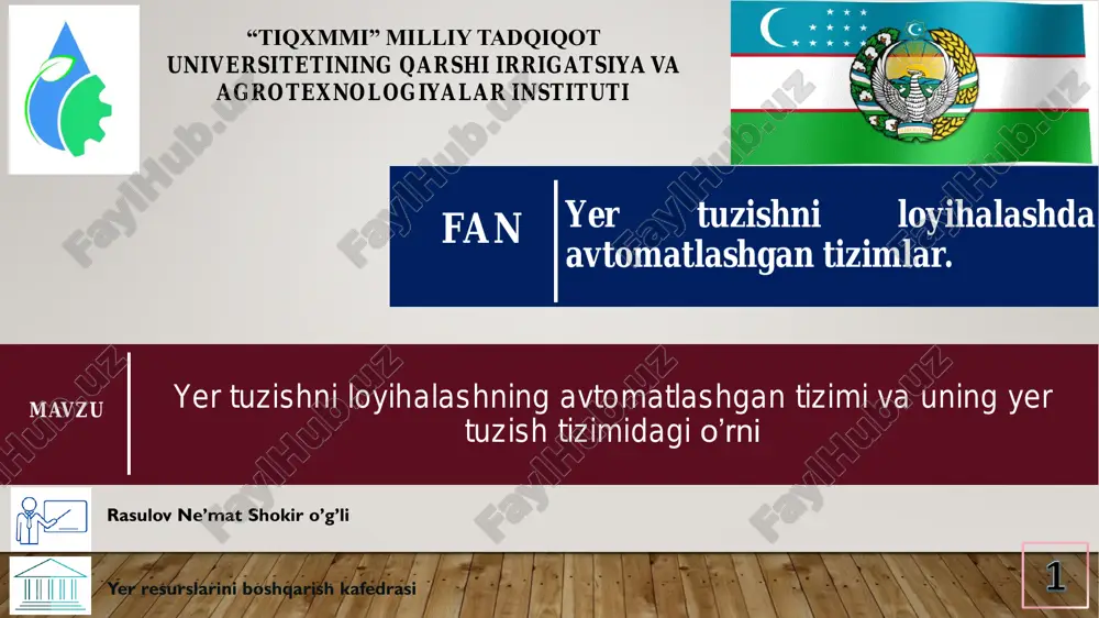 yer tuzishni loyihalashda avtomatlashgan tizimlar — PDF