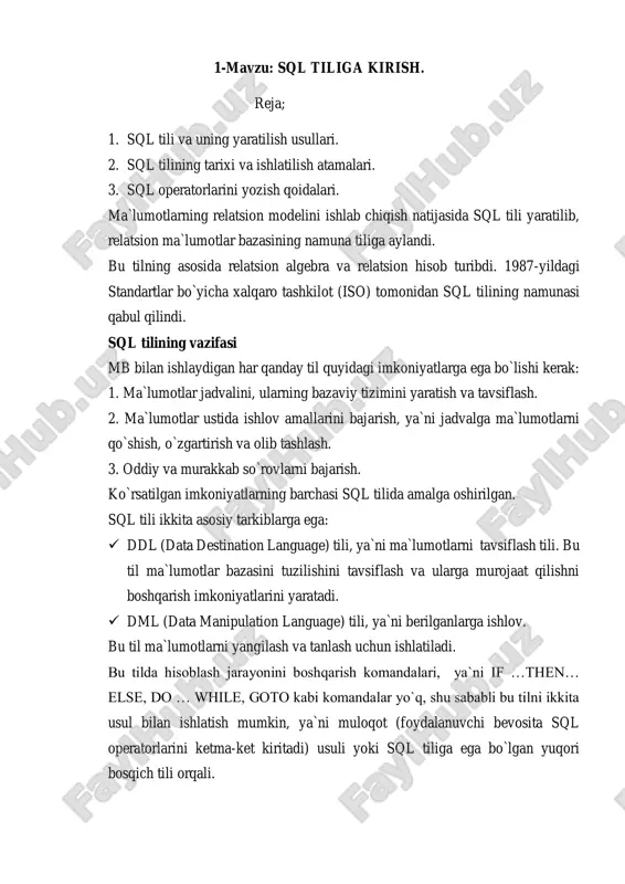 sql tiliga kirish — PDF