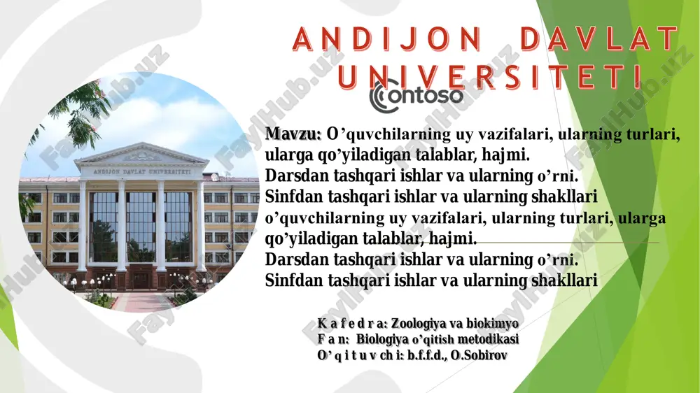 o’quvchilarning uy vazifalari, ularning turlari — PDF