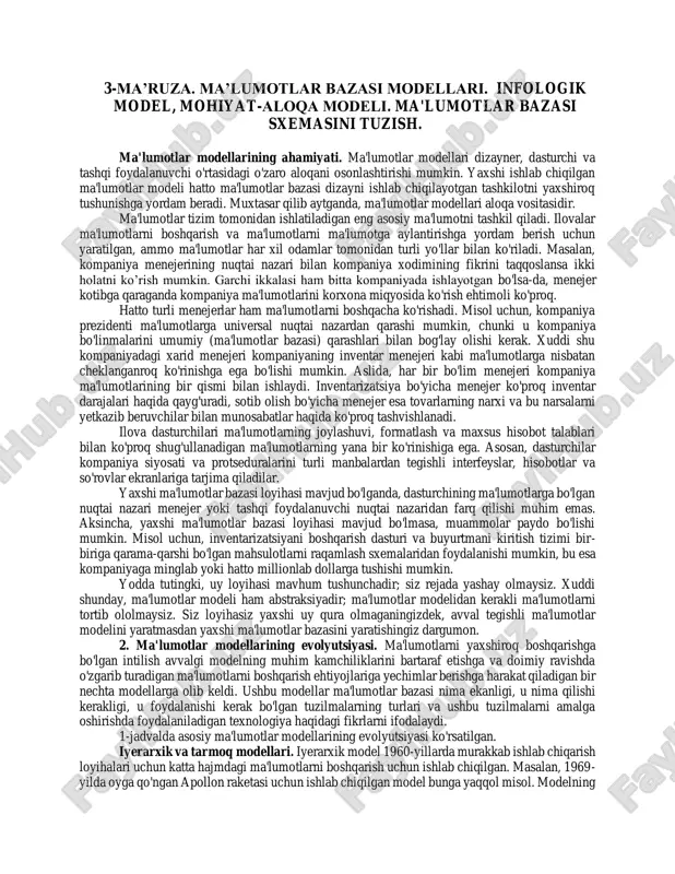 ma’lumotlar bazasi modellari — PDF