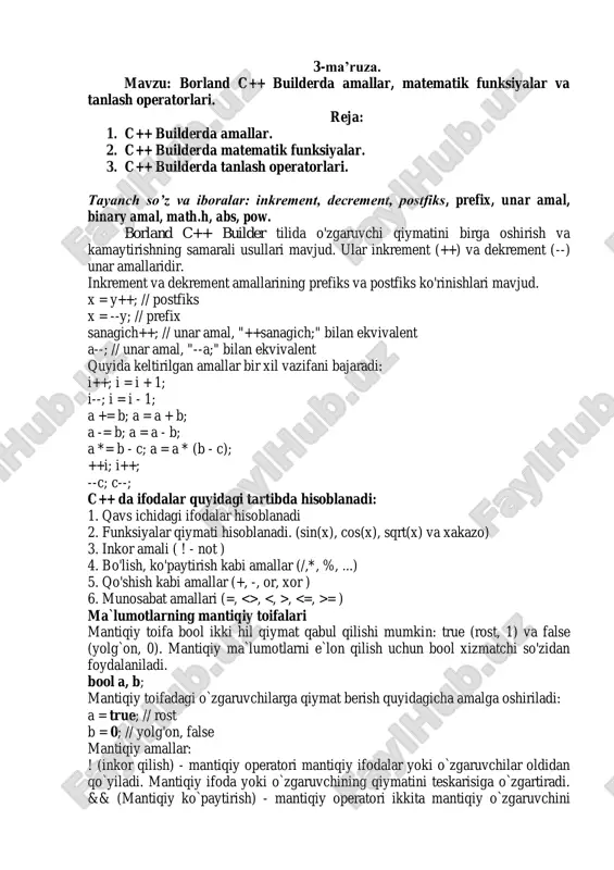 borland c++ builderdagi amallar — PDF