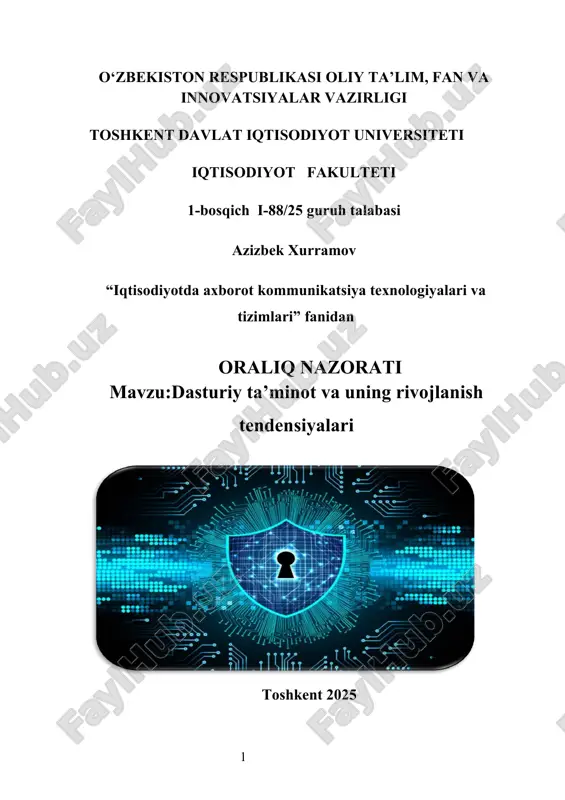 dasturiy ta’minot va uning rivojlanish tendensiyalari — DOCX