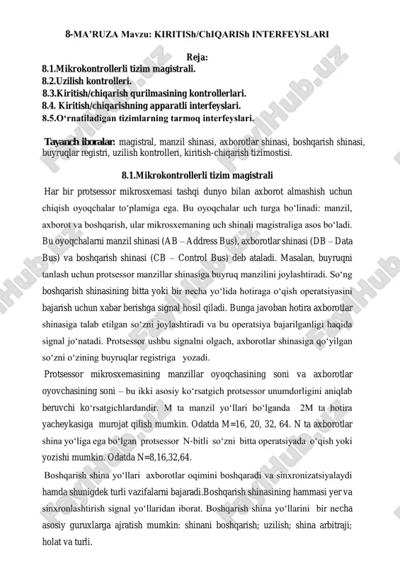 mikrokontrollerli tizim magistrali — PDF