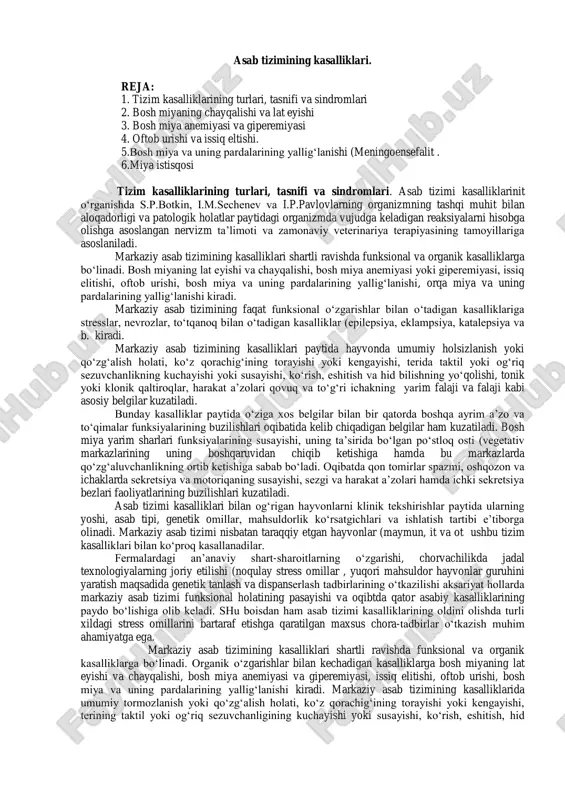 asab tizimining kasalliklari — PDF