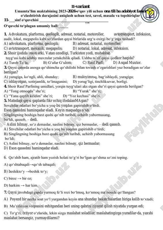 umumta’lim maktabining 2023-2024-o‘quv — PDF