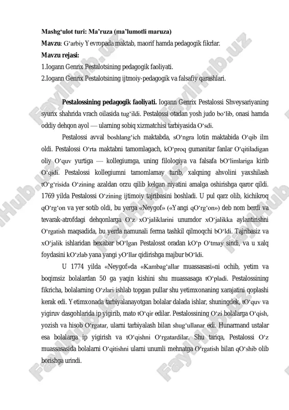 g‗arbiy yevropada maktab, maorif hamda pedagogik fikrlar — PDF