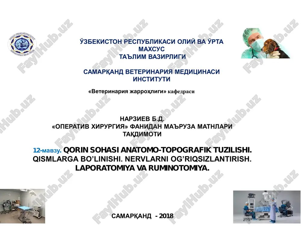 "operativ xirurgiya" fanidan ma'ruza matnlari — PDF