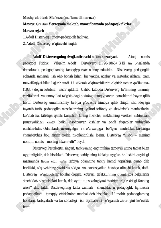 adolf distervegning pedagogik faoliyati — PDF