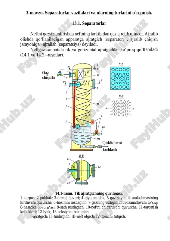 separatorlar vazifalari va ularning turlarini o`rganish — PDF