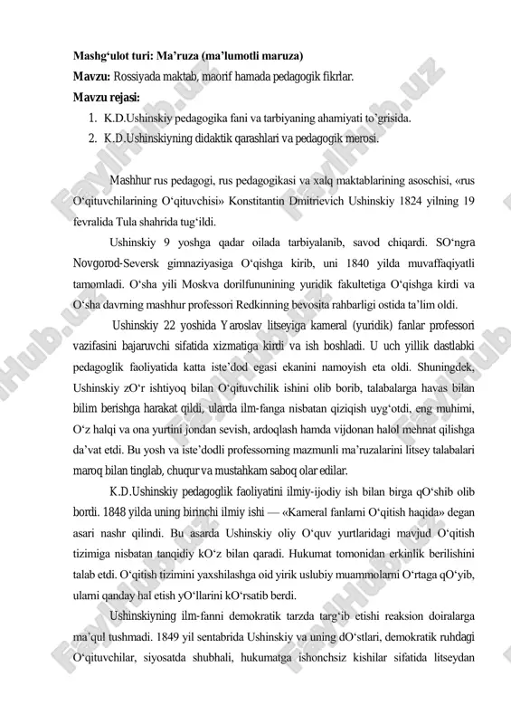 rossiyada maktab, maorif hamada pedagogik fikrlar — PDF