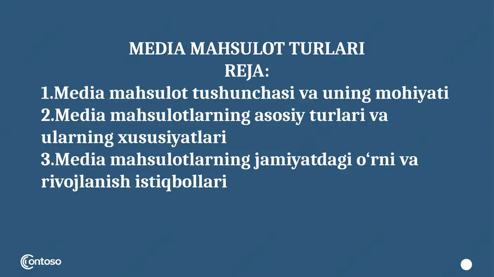 media mahsulot turlari — PPTX