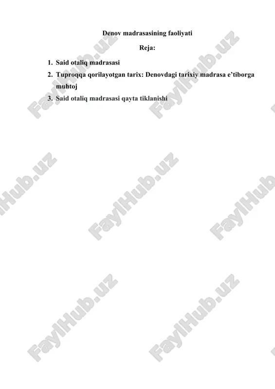 denov madrasasining faoliyati — DOCX