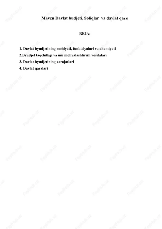 davlat budjeti. soliqlar va davlat qarzi — DOCX