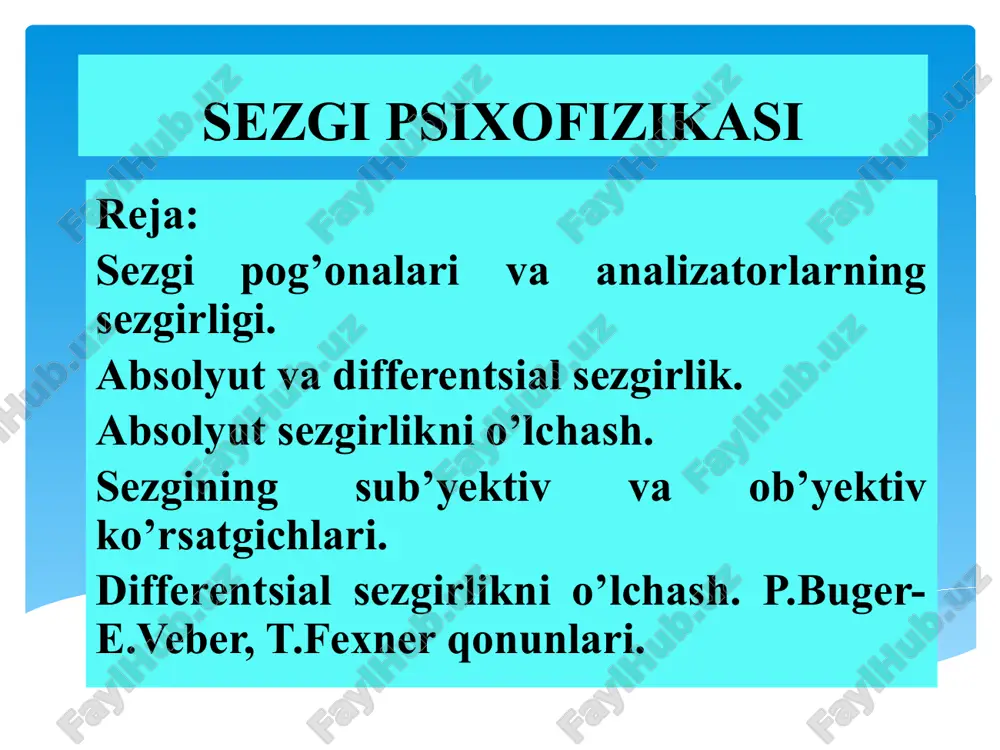 sezgi psixofizikasi — PPTX