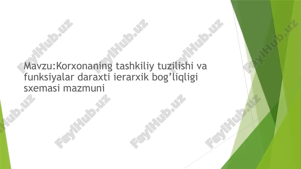 korxonaning tashkiliy tuzilishi va funksiyalari — PPTX