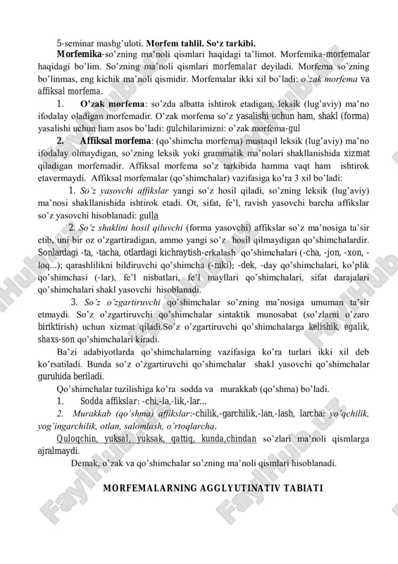 morfemika-so'zning ma'noli qismlari — PDF