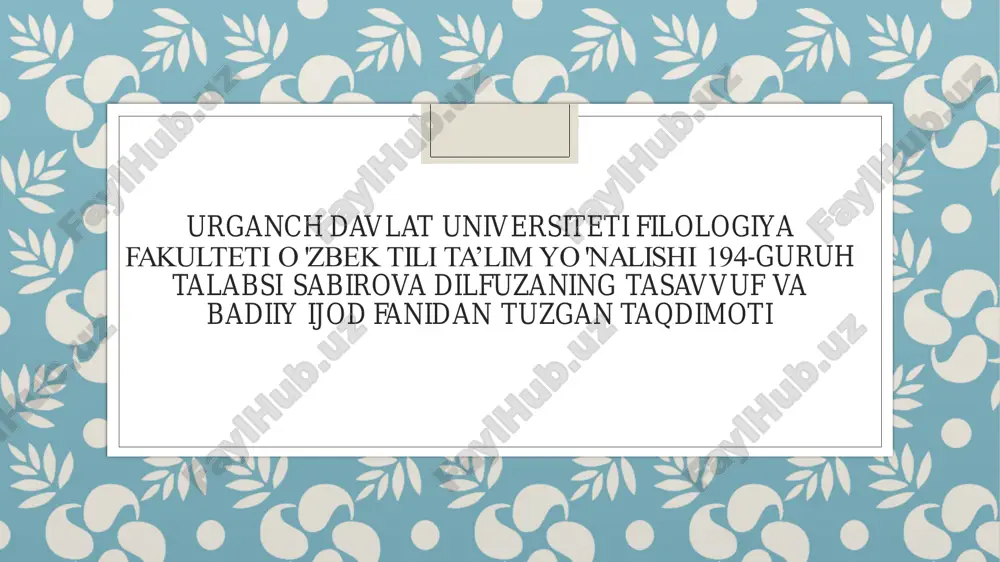 tasavvuf va islomiy adabiyot — PDF