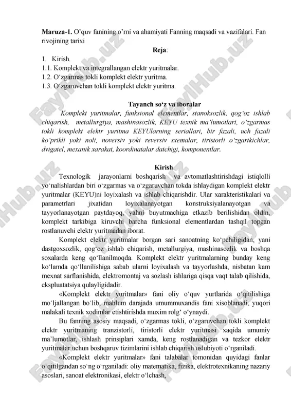 komplekt elektr yuritmalar — PDF