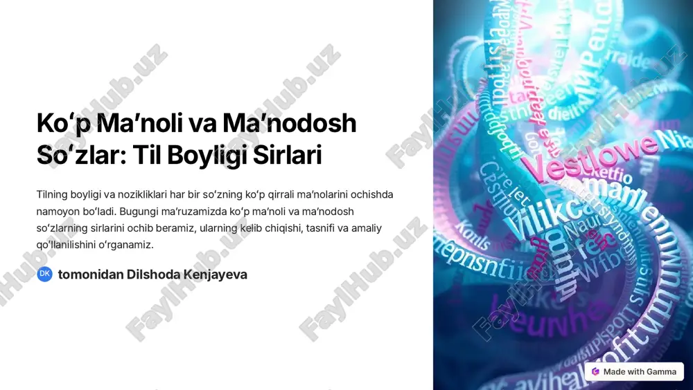 koʻp maʼnoli va maʼnodosh — PDF
