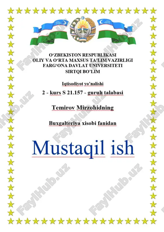 buxgalteriya xisobi fanidan mustaqil ish — PDF